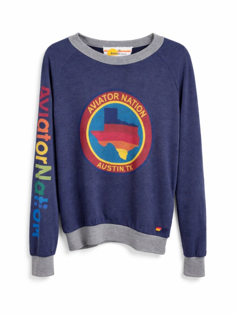 Aviator Nation Austin TX Sweatshirt Rainbow Logo Pullover Navy XL